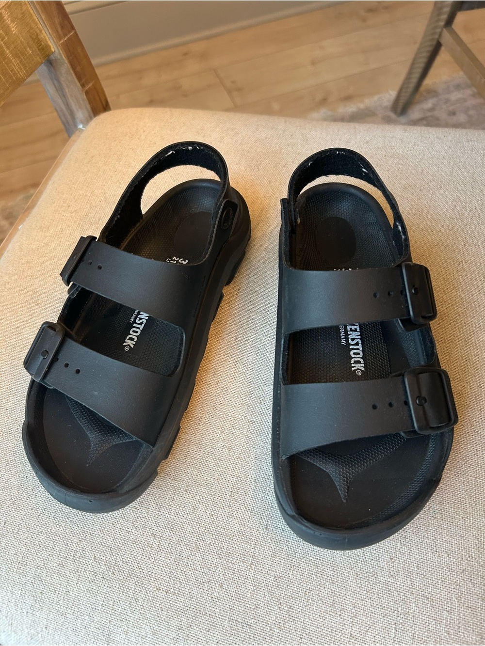 Birkenstock Black Two-Strap EVA Sandals with Back Strap